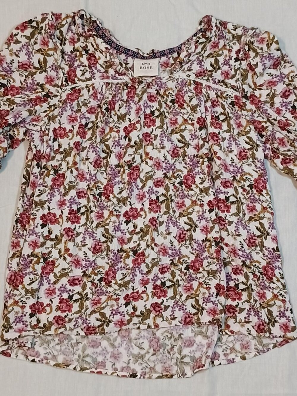 Knox Rose/Blouse/Womens XS/Pink Purple Floral Boho Cottagecore Short Sleeve Top